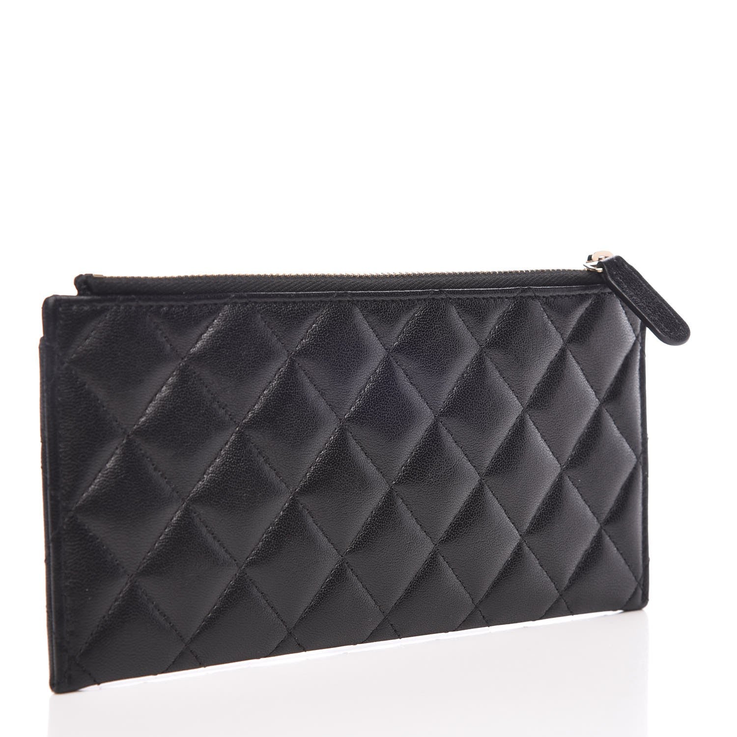 Chanel Sheepskin Quilted Mademoiselle Vintage Zip Pouch Black 3 of 8