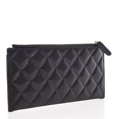 Chanel Sheepskin Quilted Mademoiselle Vintage Zip Pouch Black 3 of 8