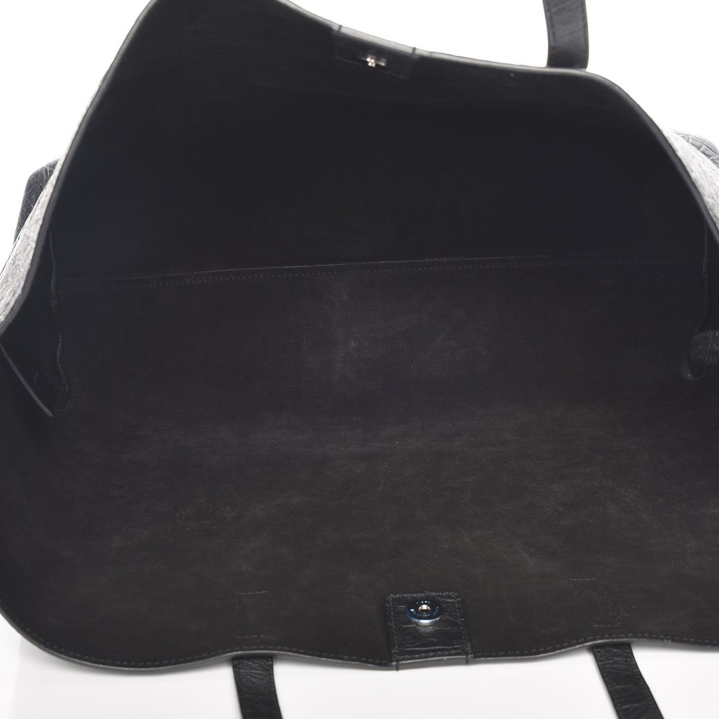 Calfskin Crocodile Embossed Large Shopper Tote Black