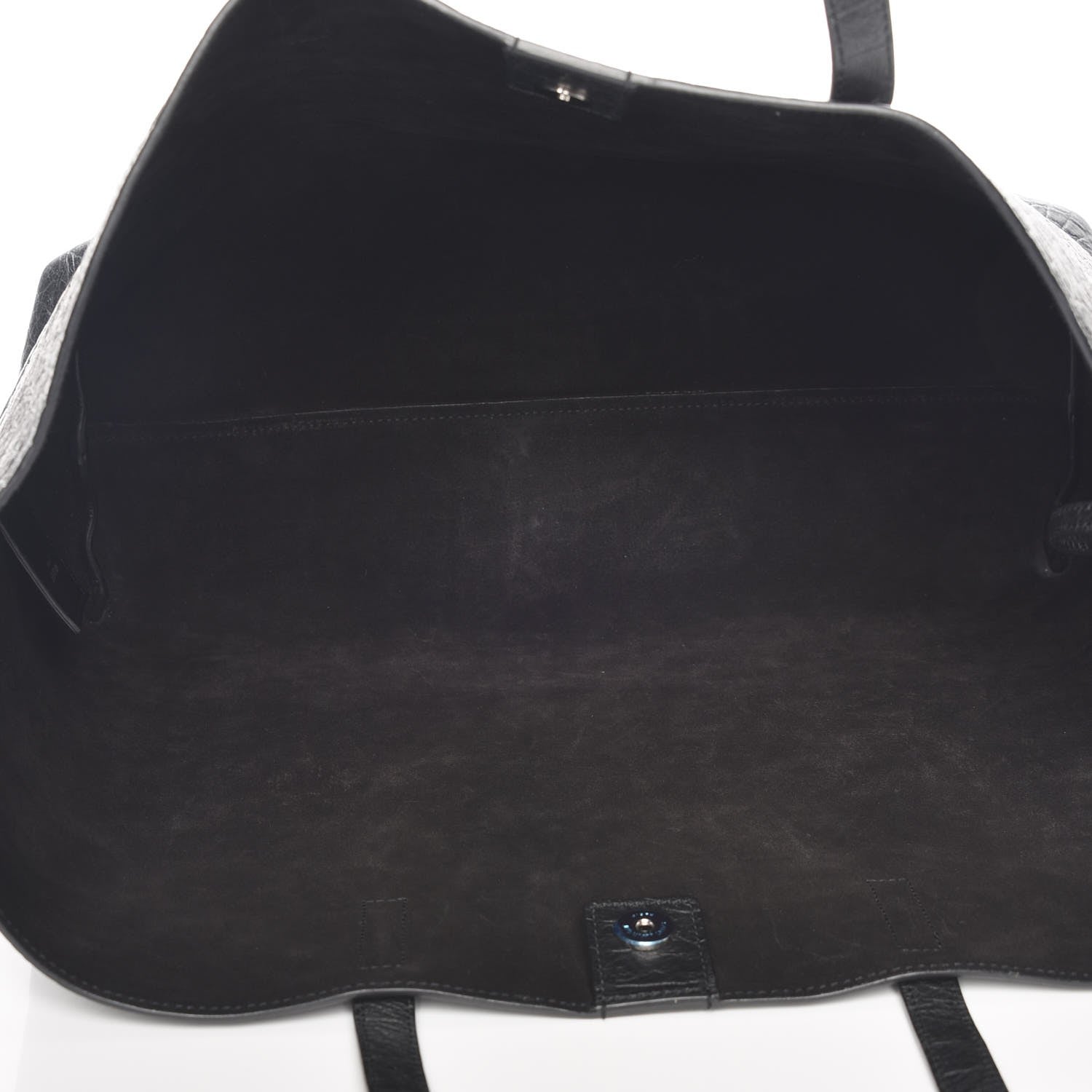 Saint Laurent Calfskin Crocodile Embossed Large Shopper Tote Black 5 of 7