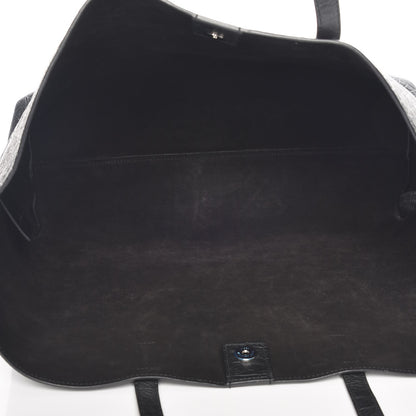 Saint Laurent Calfskin Crocodile Embossed Large Shopper Tote Black 5 of 7