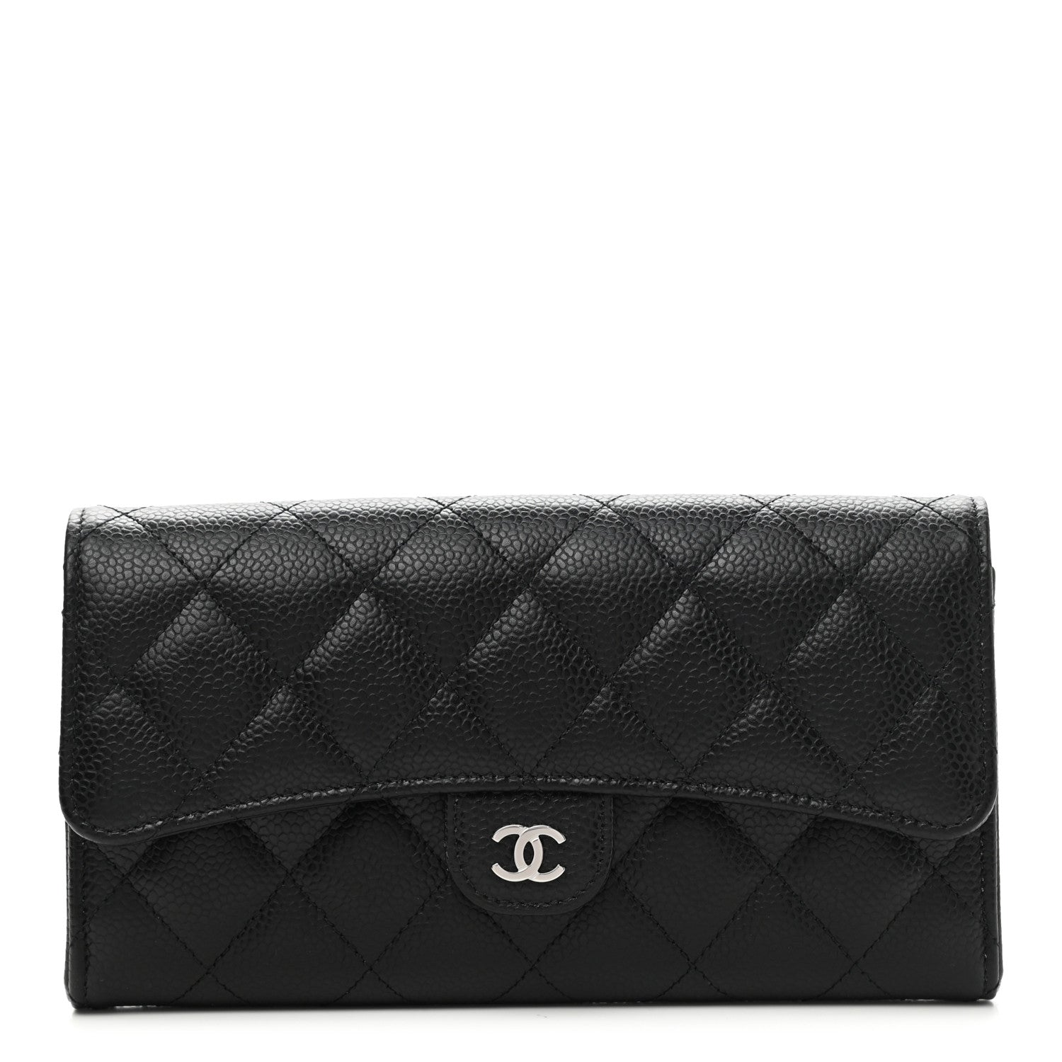 Chanel Caviar Quilted Large Gusset Flap Wallet Black 1 of 9