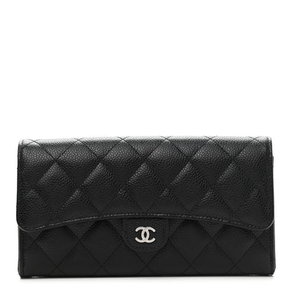 Chanel Caviar Quilted Large Gusset Flap Wallet Black 1 of 9