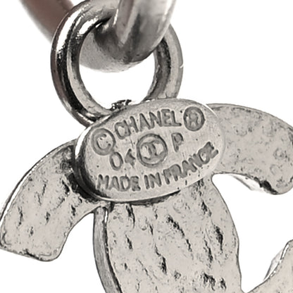 Chanel Enamel CC Hoop Earrings Silver Black 4 of 4