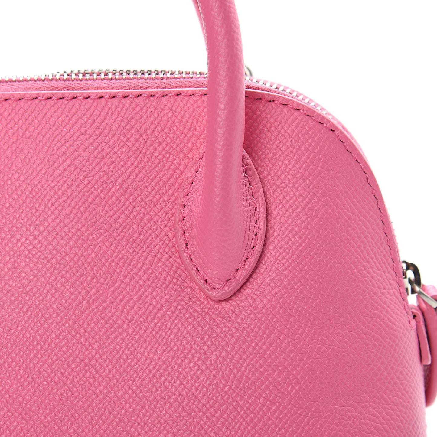 Signature Grained Calfskin Logo XXS Ville Top Handle Bag Rose Bubblegum Black