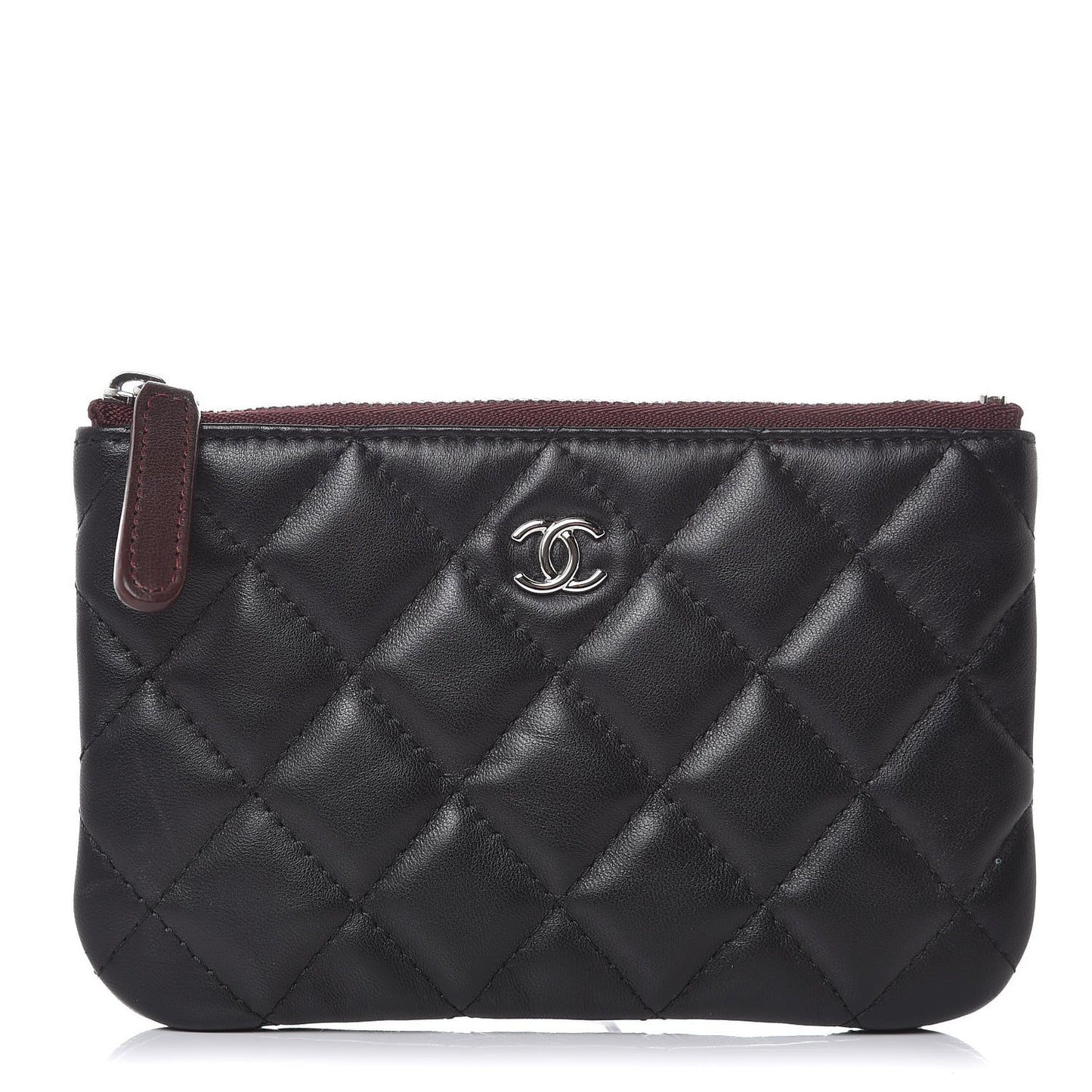 Lambskin Quilted Small Cosmetic Case Black