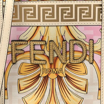 Fendi X VERSACE Calfskin Plexiglass Fendace FF Baroque Mini Fendi Sunshine Shopper Tote Gold Rosa White Ice Ciad 8 of 10