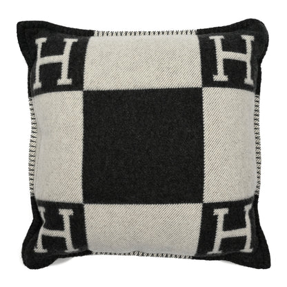 Hermes Wool Cashmere Avalon Pillow PM Ecru Gris Fonce 2 of 3
