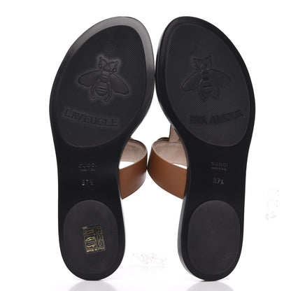 Gucci Calfskin GG Marmont Thong Sandals 37.5 Cognac 5 of 8