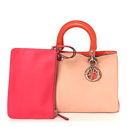Christian Dior Smooth Calfskin Medium Tri-Color Diorissimo Tote Pink Fuchsia Orange 3 of 10