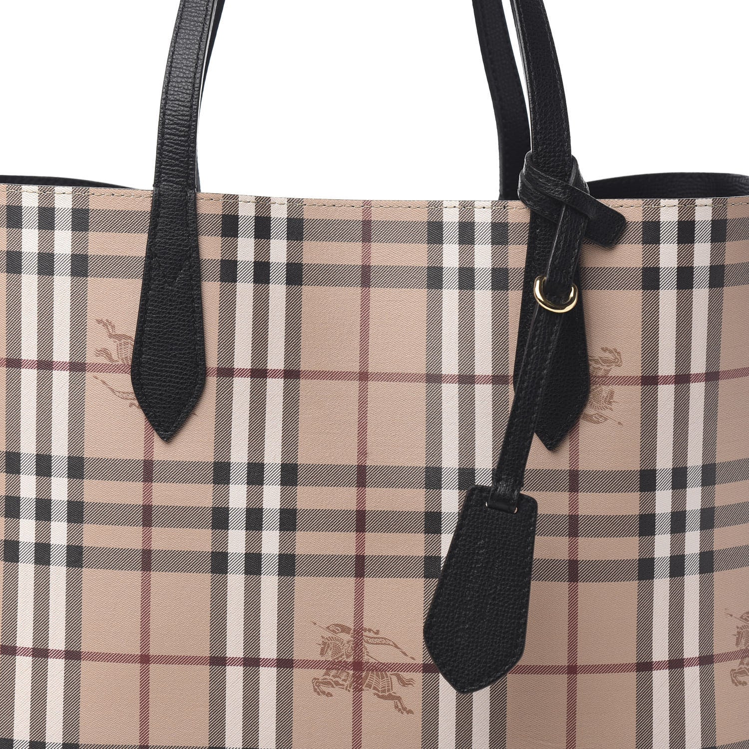 Burberry Grainy Calfskin Haymarket Check Medium Reversible Tote Black 15 of 15