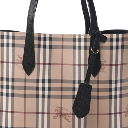 Burberry Grainy Calfskin Haymarket Check Medium Reversible Tote Black 15 of 15