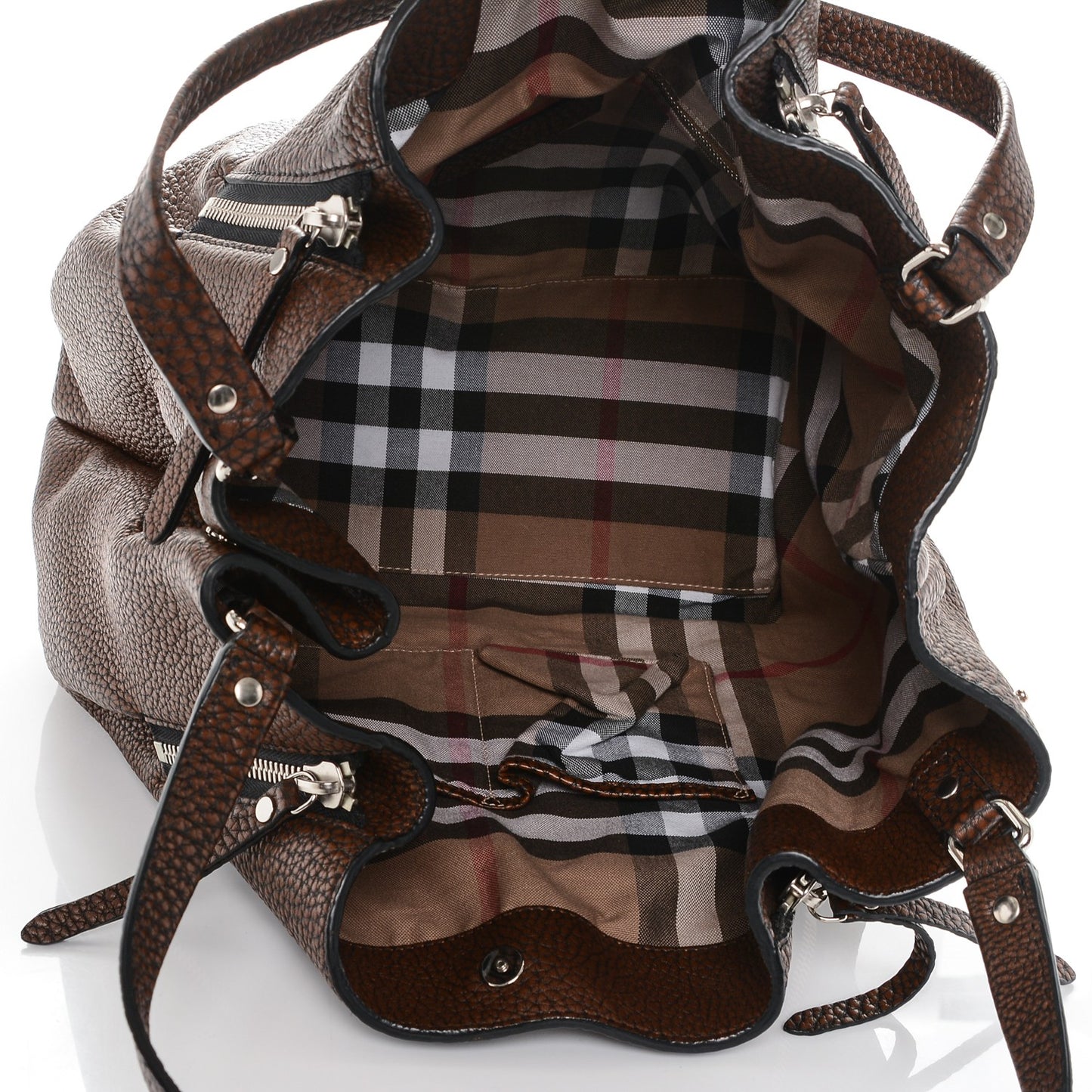 Grainy Calfskin House Check Medium Maidstone Dark Brown