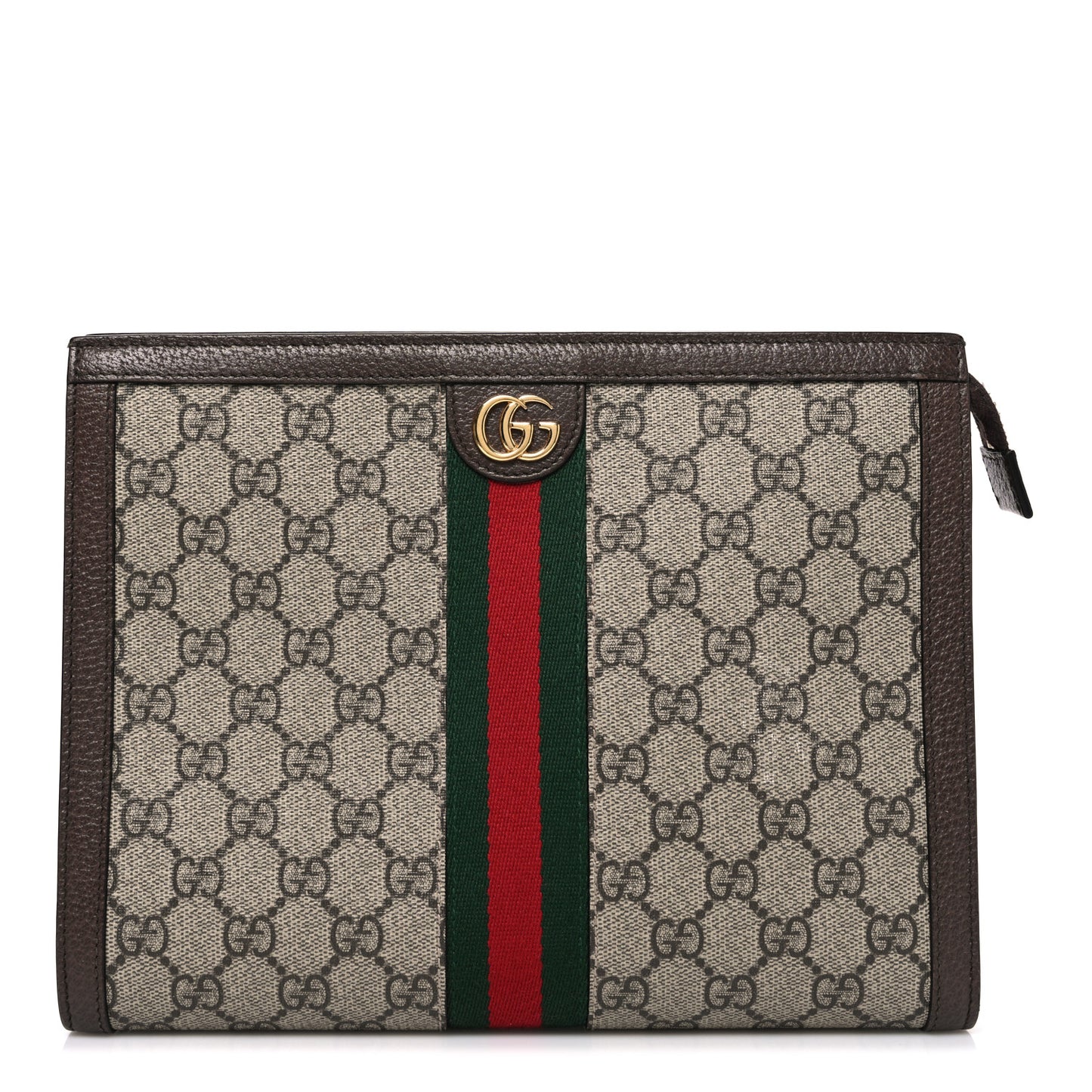 GG Supreme Monogram Web Ophidia Pouch Brown