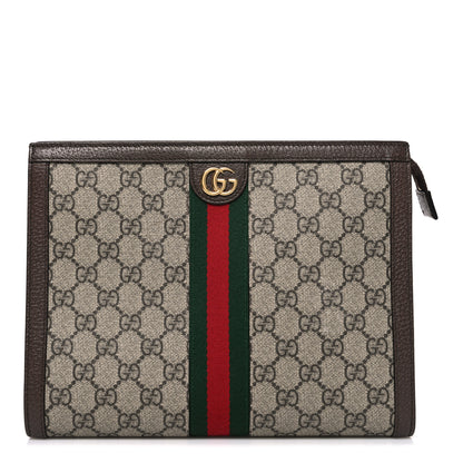 Gucci GG Supreme Monogram Web Ophidia Pouch Brown 1 of 7