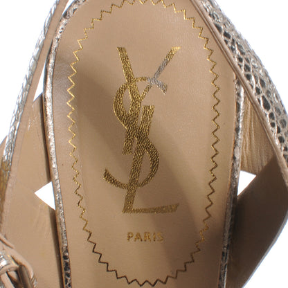 Saint Laurent Metallic Crackled Calfskin Tribute 105 Platform Sandals 38 Gold 6 of 6