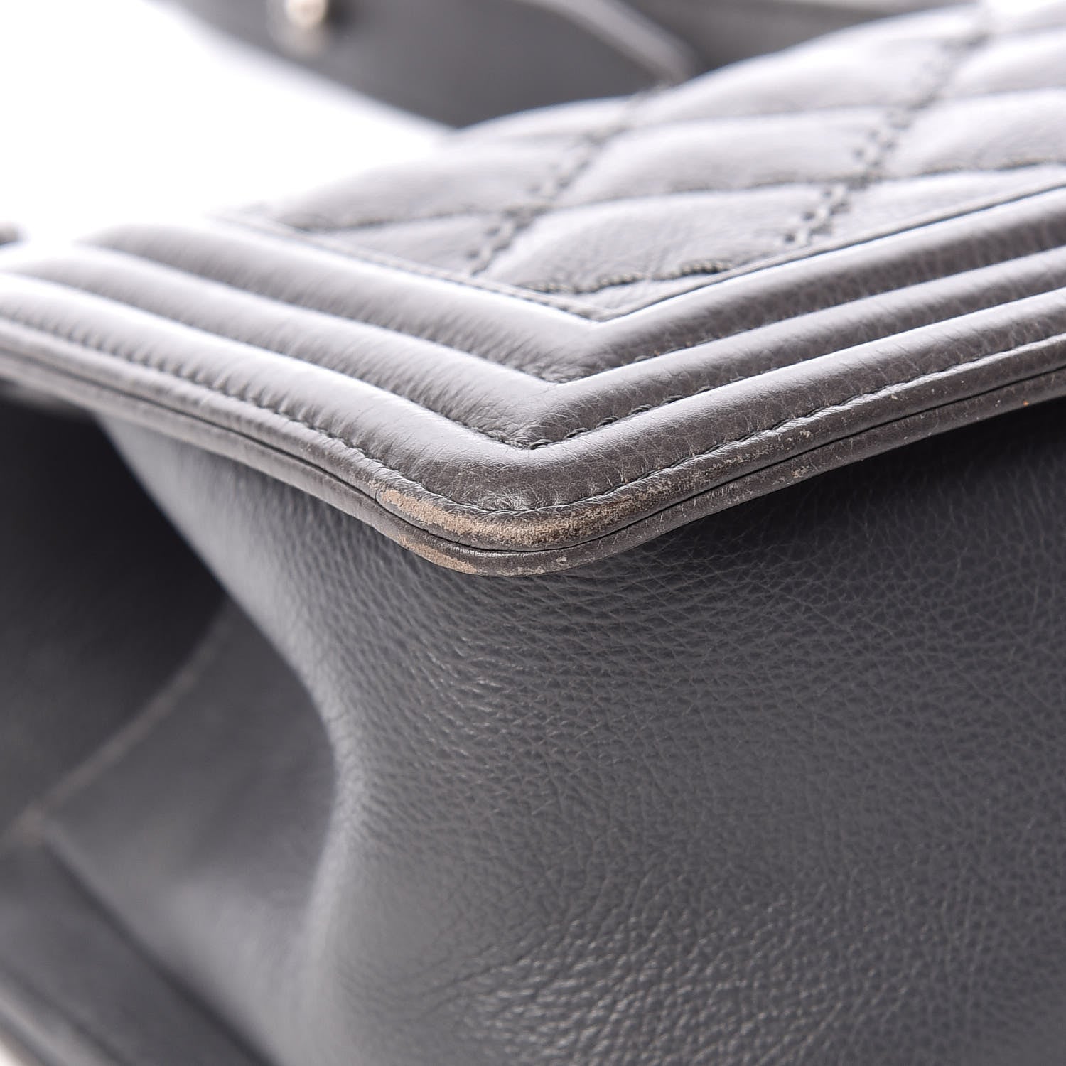 Chanel Calfskin Double Stitch Medium Boy Flap Grey 13 of 14