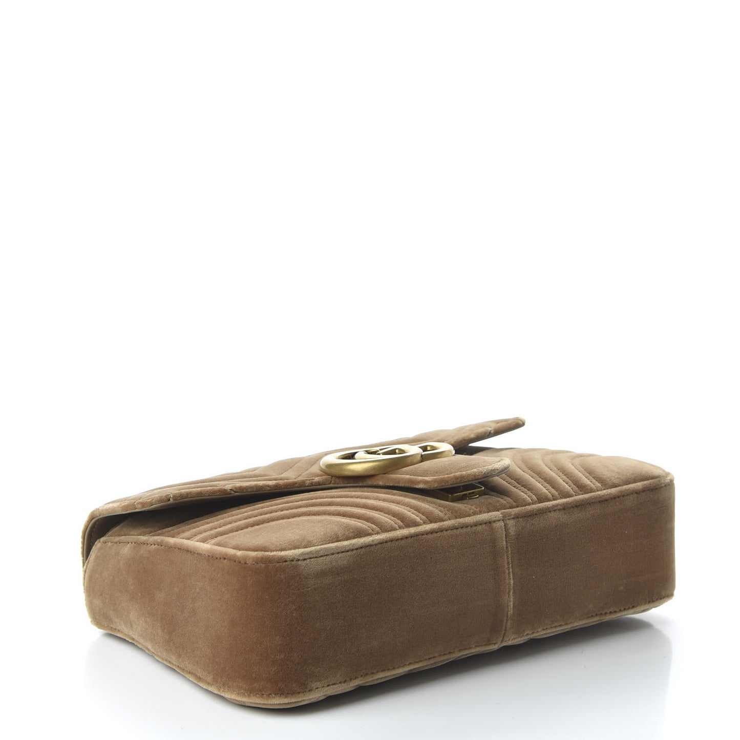 Velvet Matelasse Medium GG Marmont Shoulder Bag Taupe