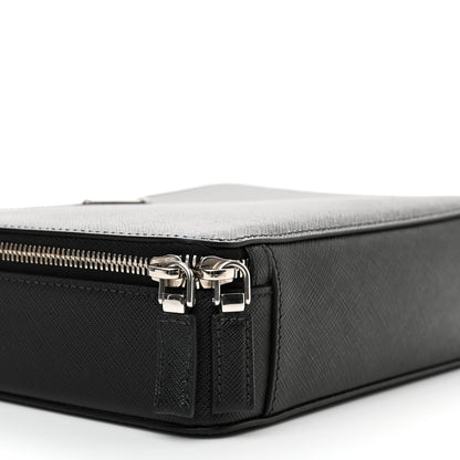 Prada Saffiano Travel Medium Brique Crossbody Bag Black 10 of 12