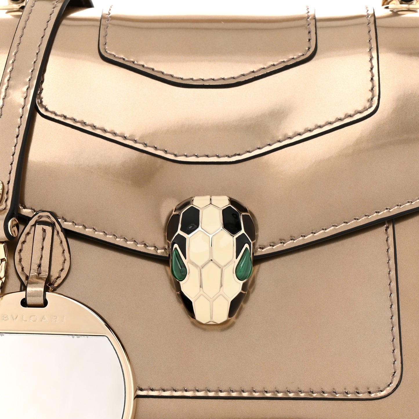 Metallic Calfskin Serpenti Forever Top Handle Bronze