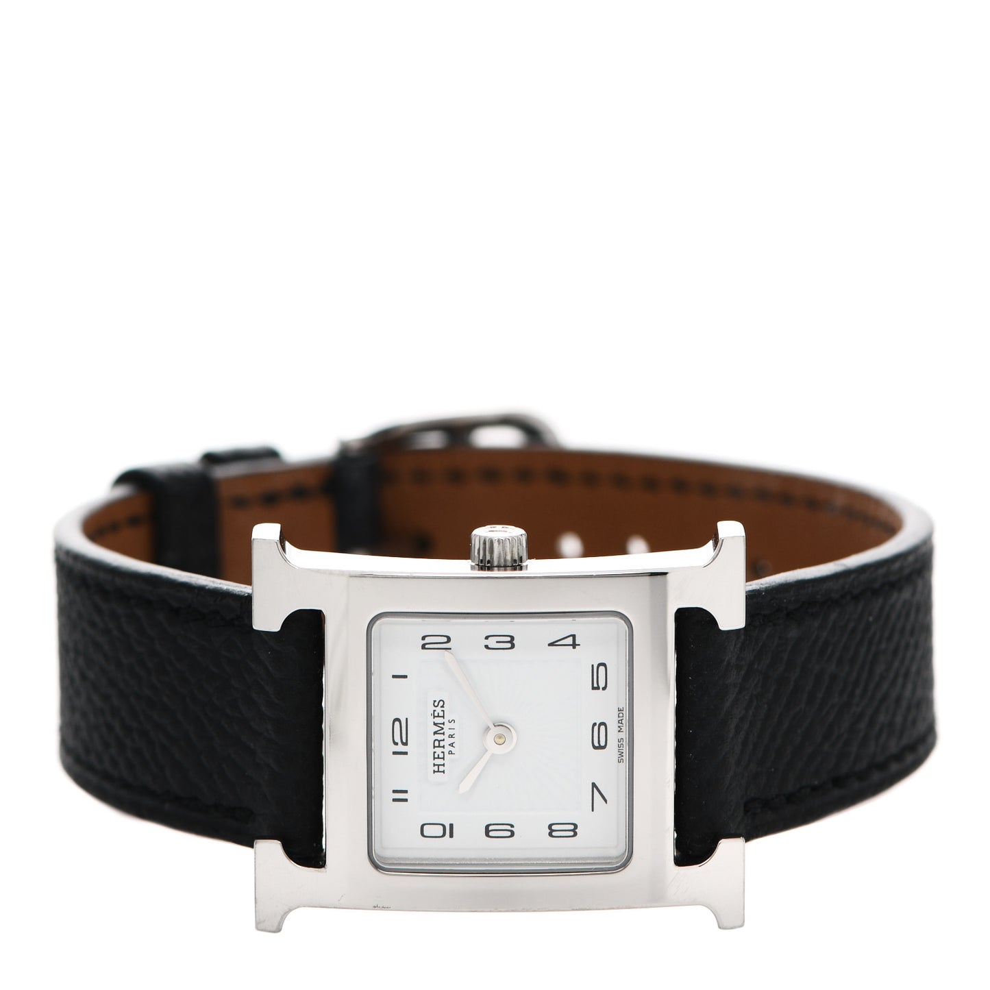 Stainless Steel Epsom 21mm Heure H Hour Quartz Watch Noir