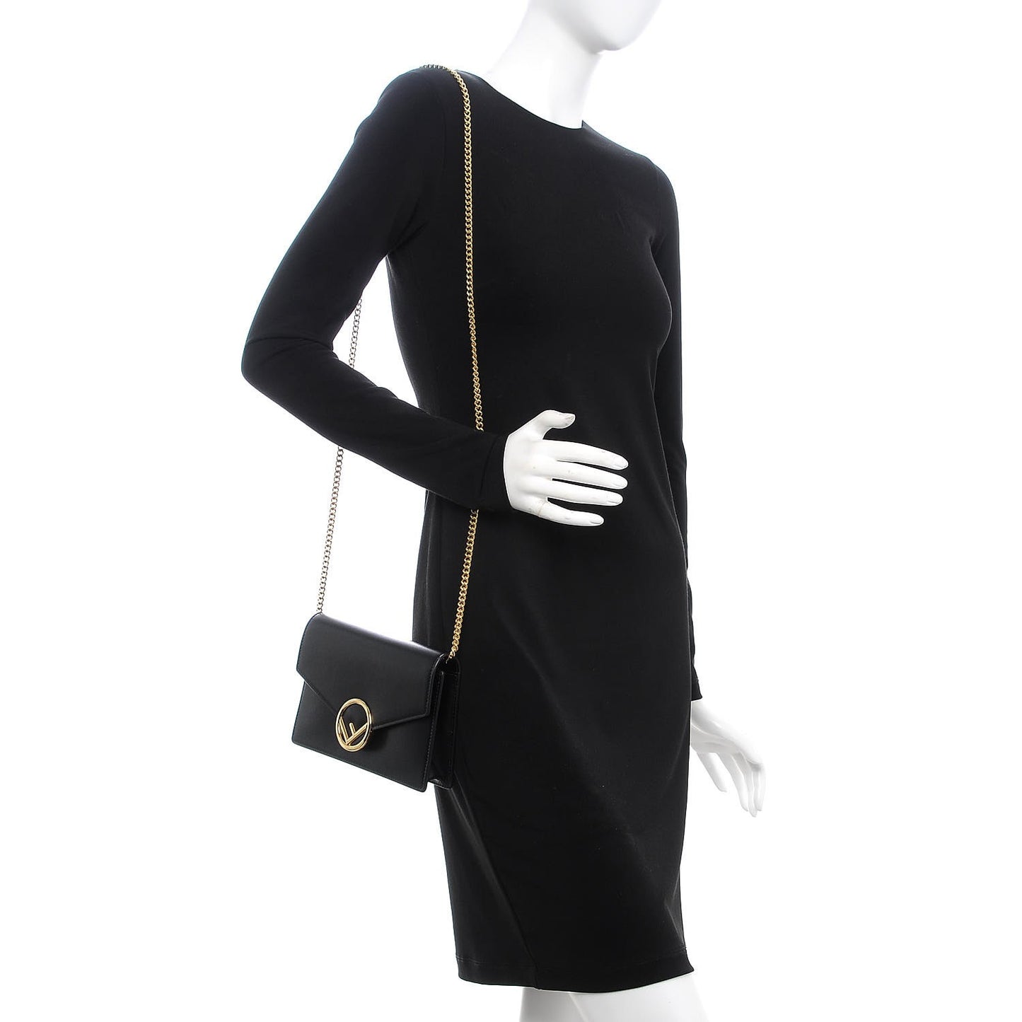 Vitello Liberty Lucido F is Fendi Medium Envelope Wallet on Chain Black