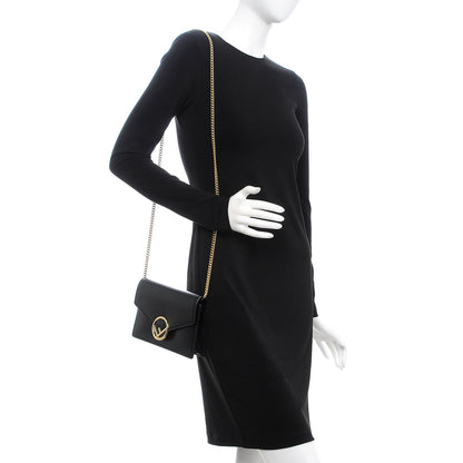 Fendi Vitello Liberty Lucido F is Fendi Medium Envelope Wallet on Chain Black 2 of 8