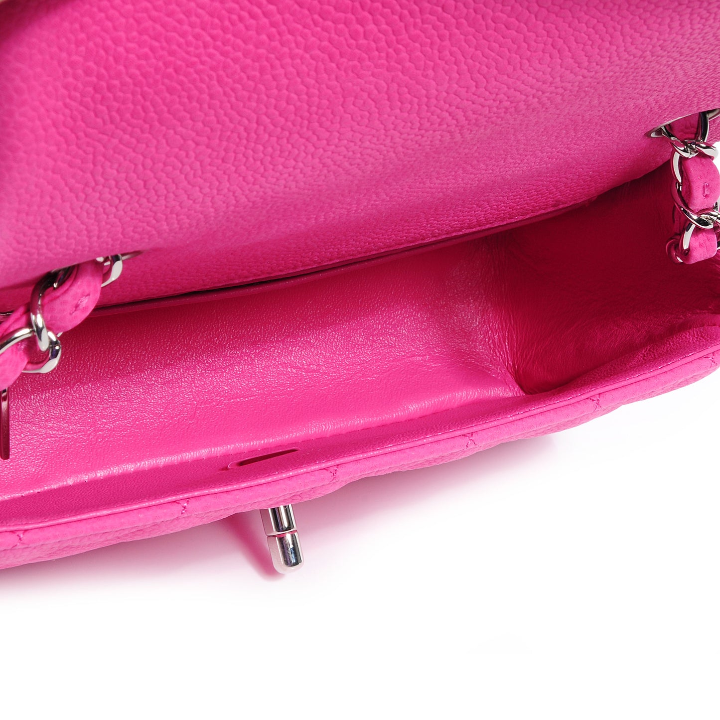 Iridescent Caviar Quilted Mini Flap Pink