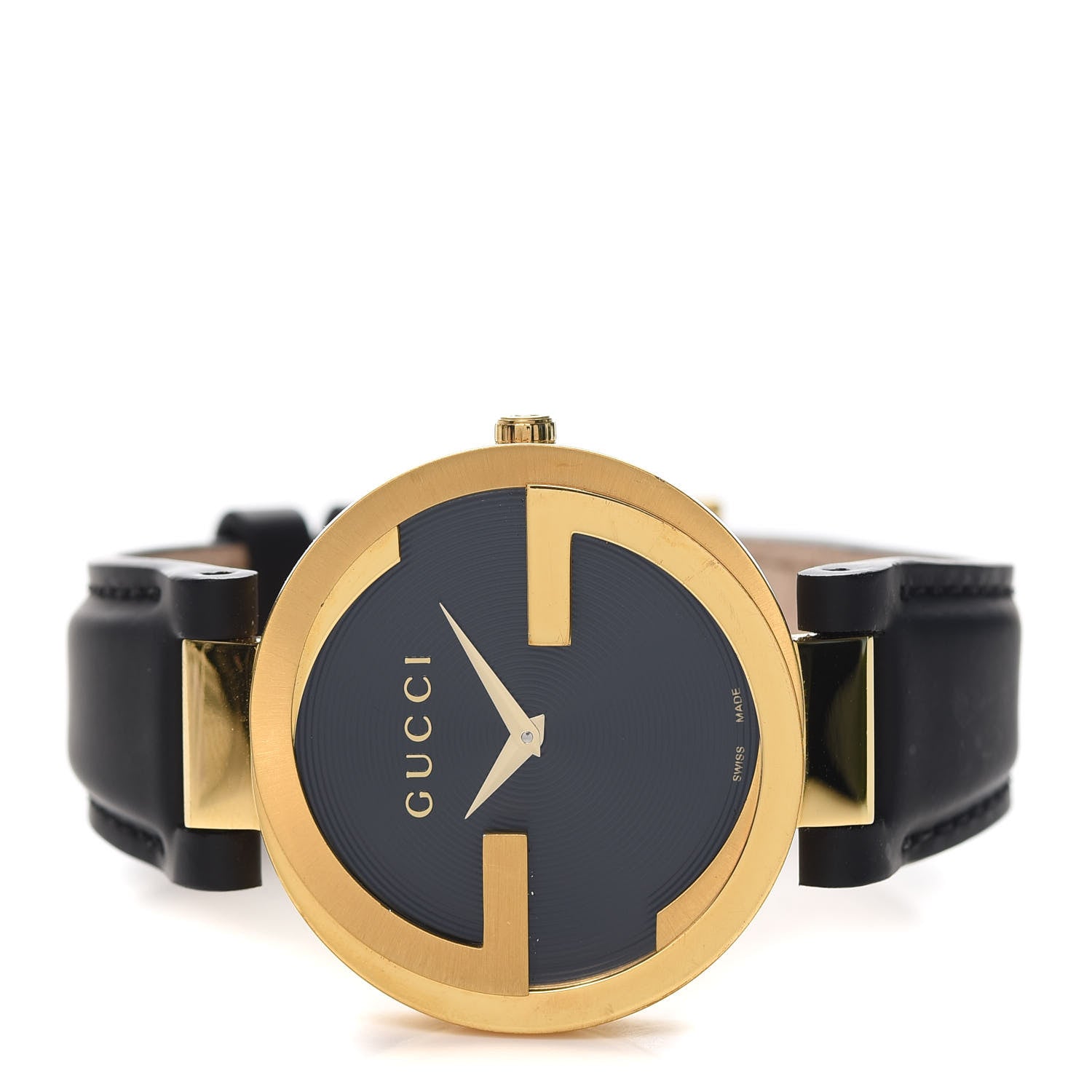 Gucci Stainless Steel Calfskin 37mm Interlocking G Quartz Watch Black 2 of 5