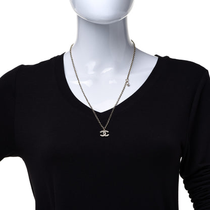 Chanel Pearl Crystal CC Pendant Necklace Gold 2 of 6