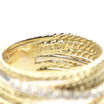 David Yurman 18K Yellow White Gold Diamond 11mm Wide Crossover Ring 58 8.25 4 of 4