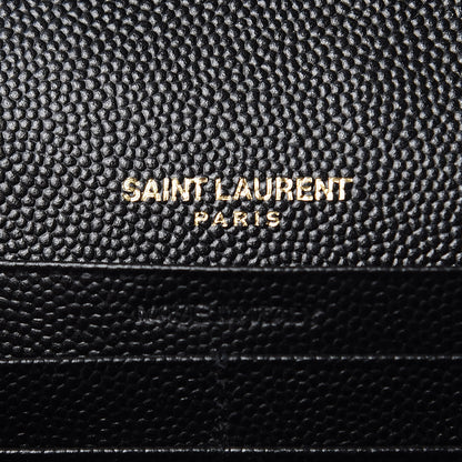 Saint Laurent Grain De Poudre Matelasse Chevron Monogram Chain Wallet Black 6 of 9