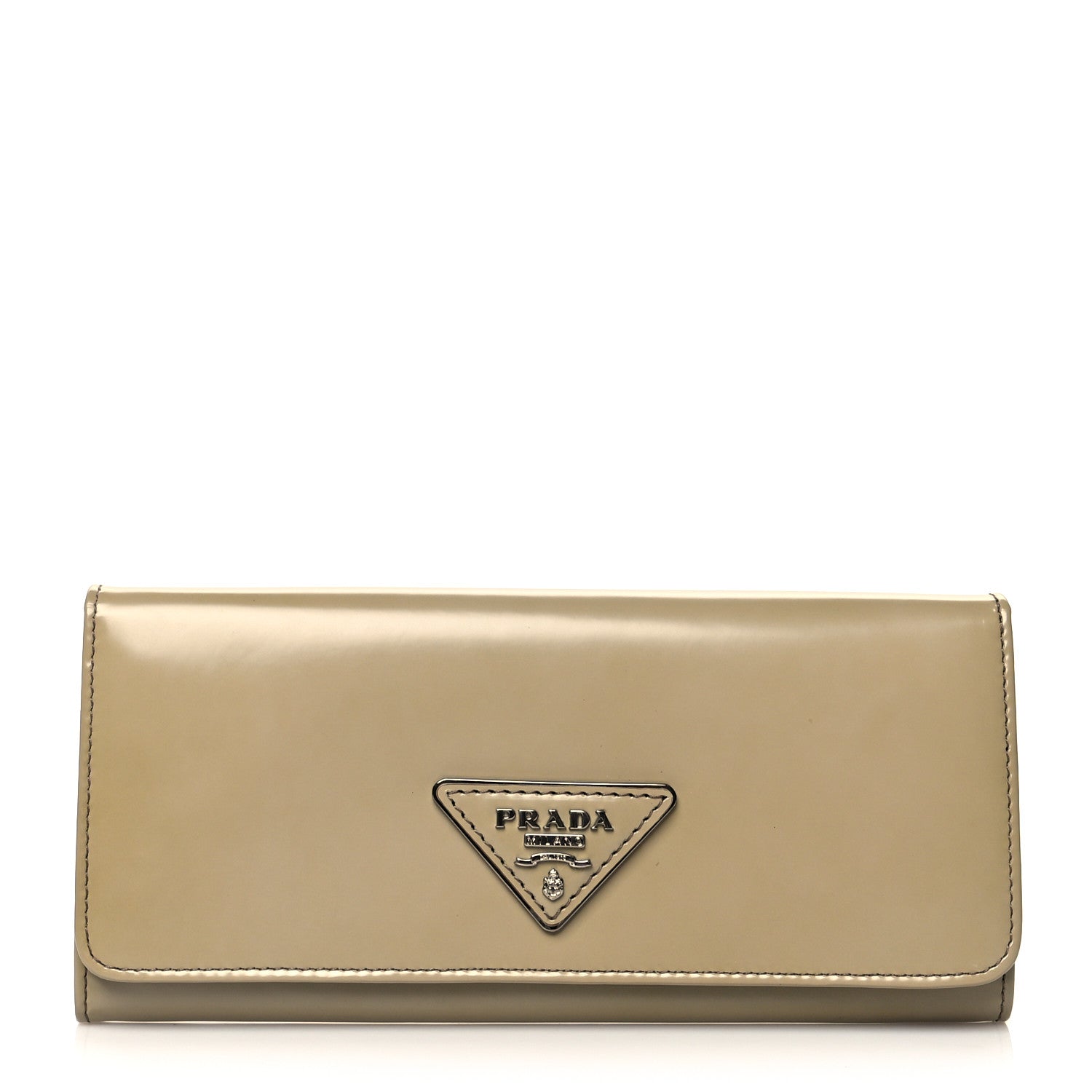 Prada Spazzolato Continental Flap Wallet Beige 1 of 9