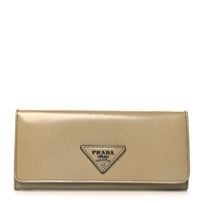 Prada Spazzolato Continental Flap Wallet Beige 1 of 9