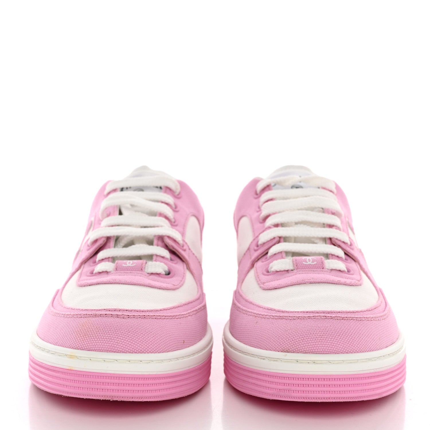 Chanel Cotton Sneakers 39.5 Pink White 2 of 12