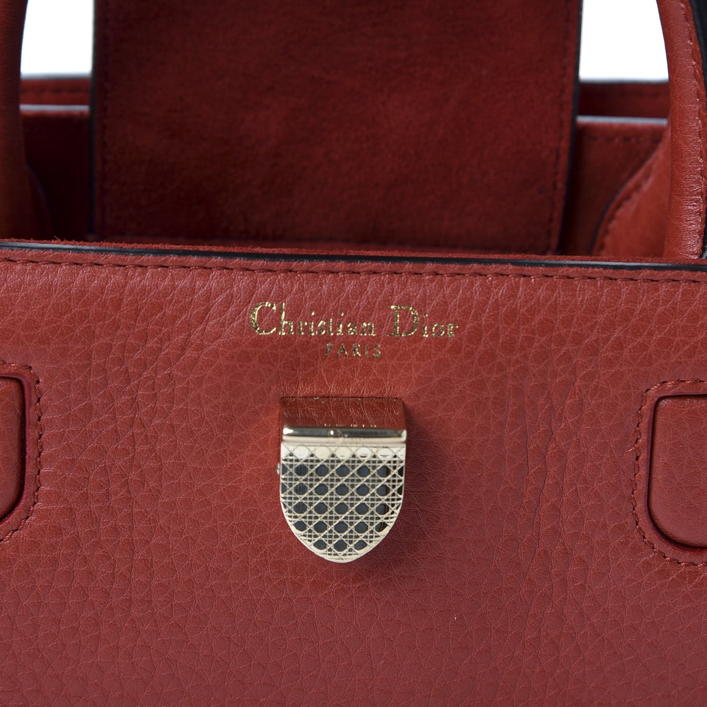 Grained Calfskin Mini Diorever Flap Ruby Red