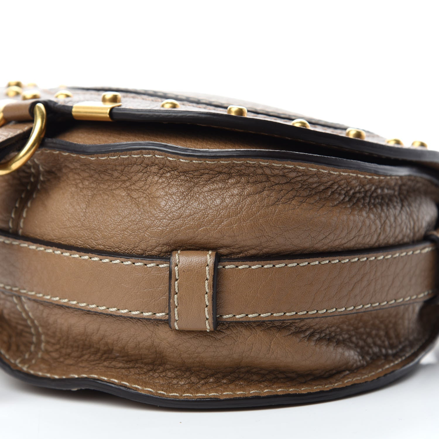 Chloe Calfskin Studded Mini Marcie Round Crossbody Bag Nut 7 of 9