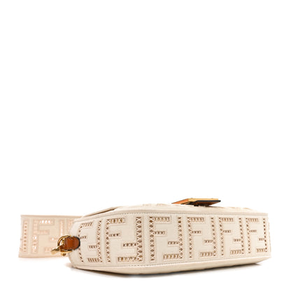 Fendi Canvas Cuoio Agata FF Ajour Embroidered Baguette Grezzo Cuoio 4 of 10