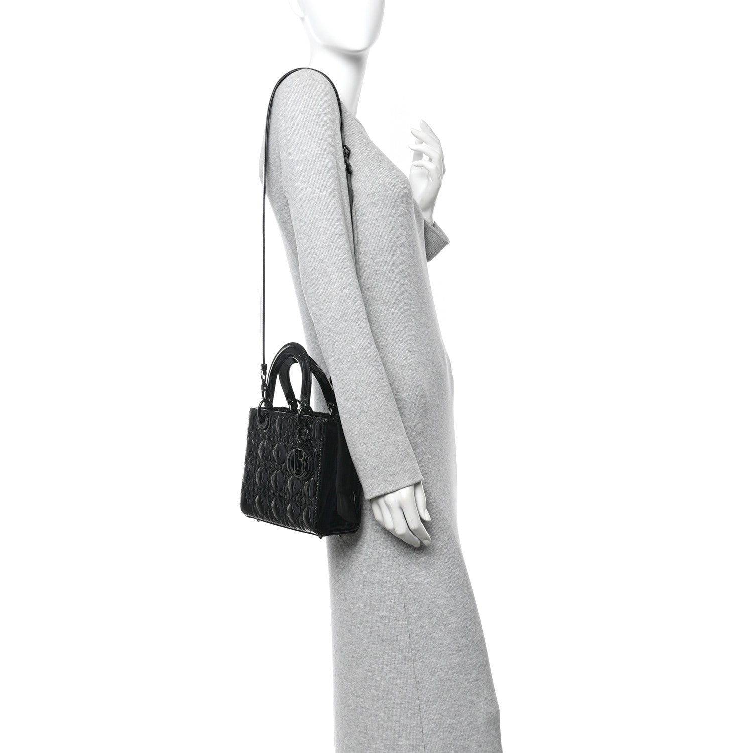 Christian Dior Ultraglossy Patent Cannage Small Lady Dior Black 2 of 11