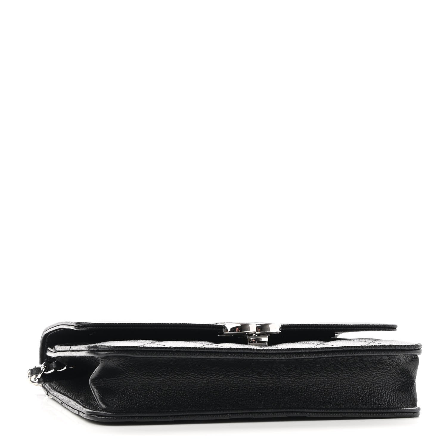 Chanel Grained Calfskin Quilted CC Box Wallet On Chain WOC Black 4 of 11