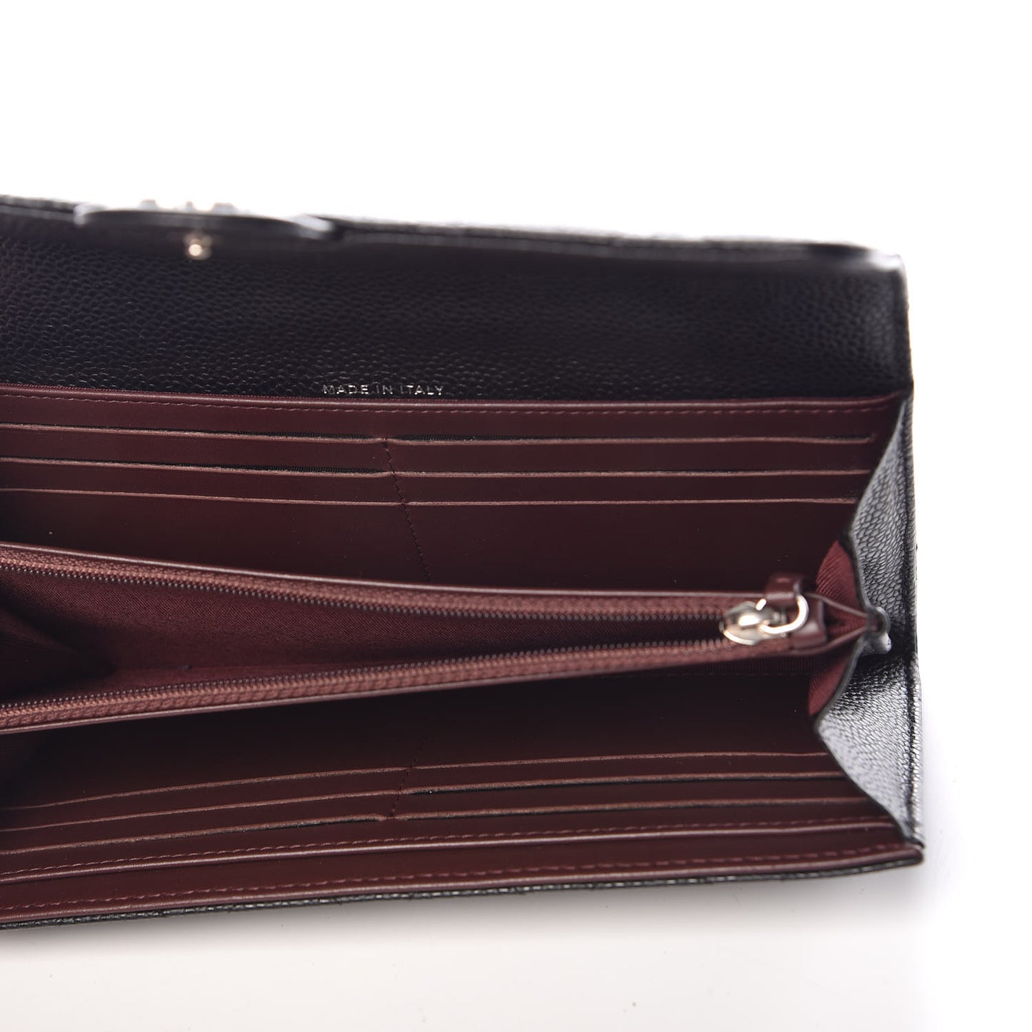 Caviar Quilted Large Gusset Flap Wallet Black