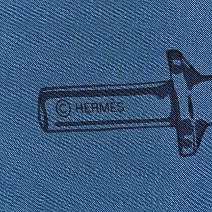 Hermes Silk Caducee Rock Tie and Dye Scarf 100 Blue Jean Marine 4 of 7
