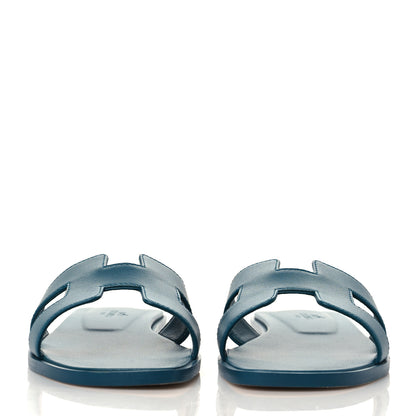 Hermes Calfskin Oran Sandals 35 Bleu Emeraude 2 of 9
