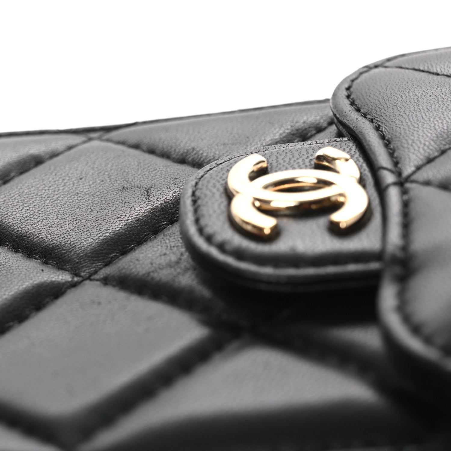 Chanel Lambskin Quilted Lacquered Chain Phone Holder With Chain Black 11 of 11