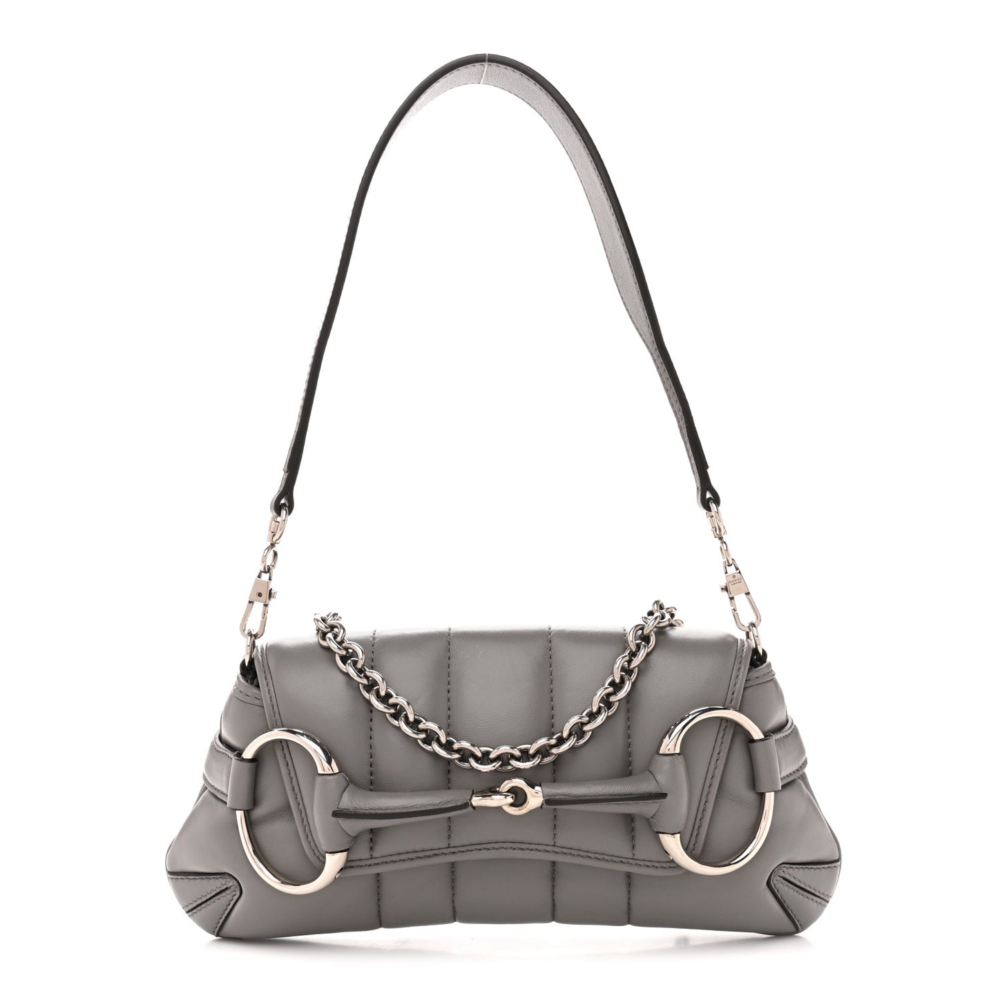 Nappa Vertical Matelasse Small Maxi Horsebit Chain Shoulder Bag Gray