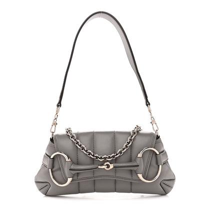 Gucci Nappa Vertical Matelasse Small Maxi Horsebit Chain Shoulder Bag Gray 1 of 10