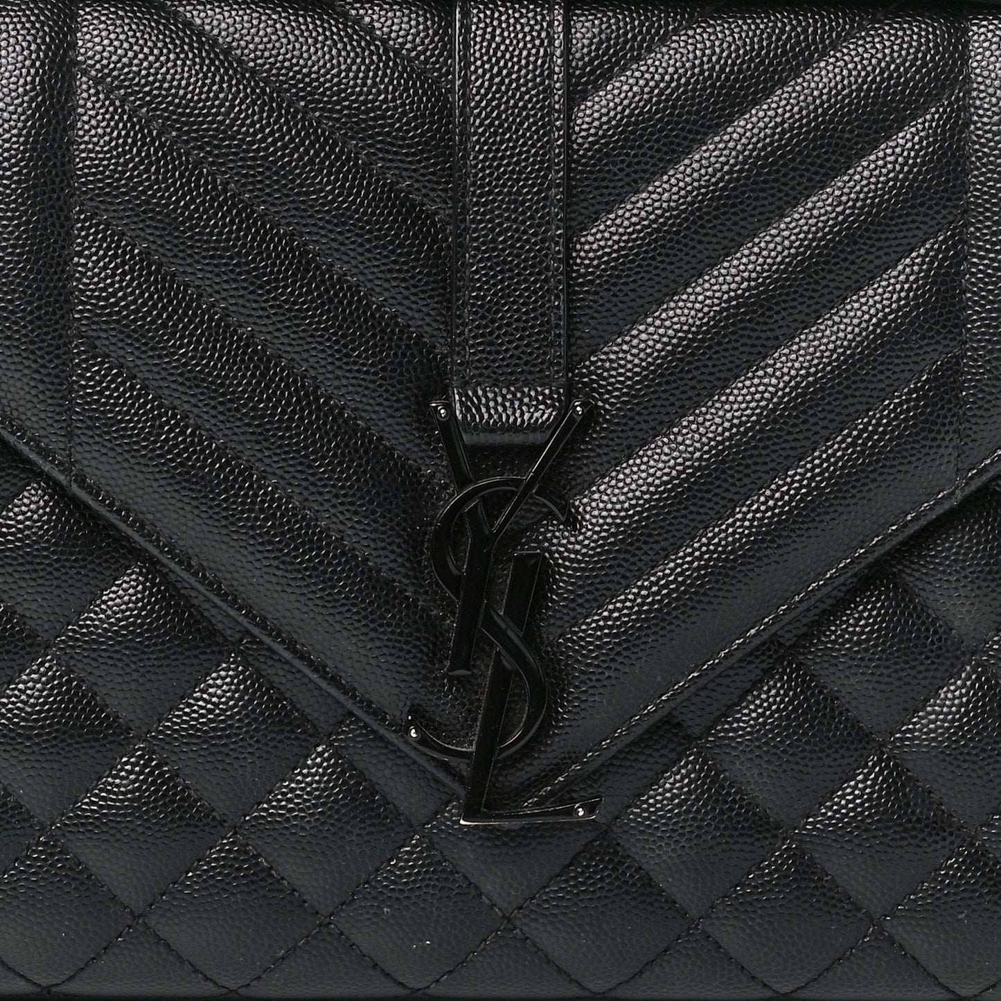 Grain De Poudre Textured Mixed Matelasse Triquilt Medium Monogram Monochrome Satchel Black