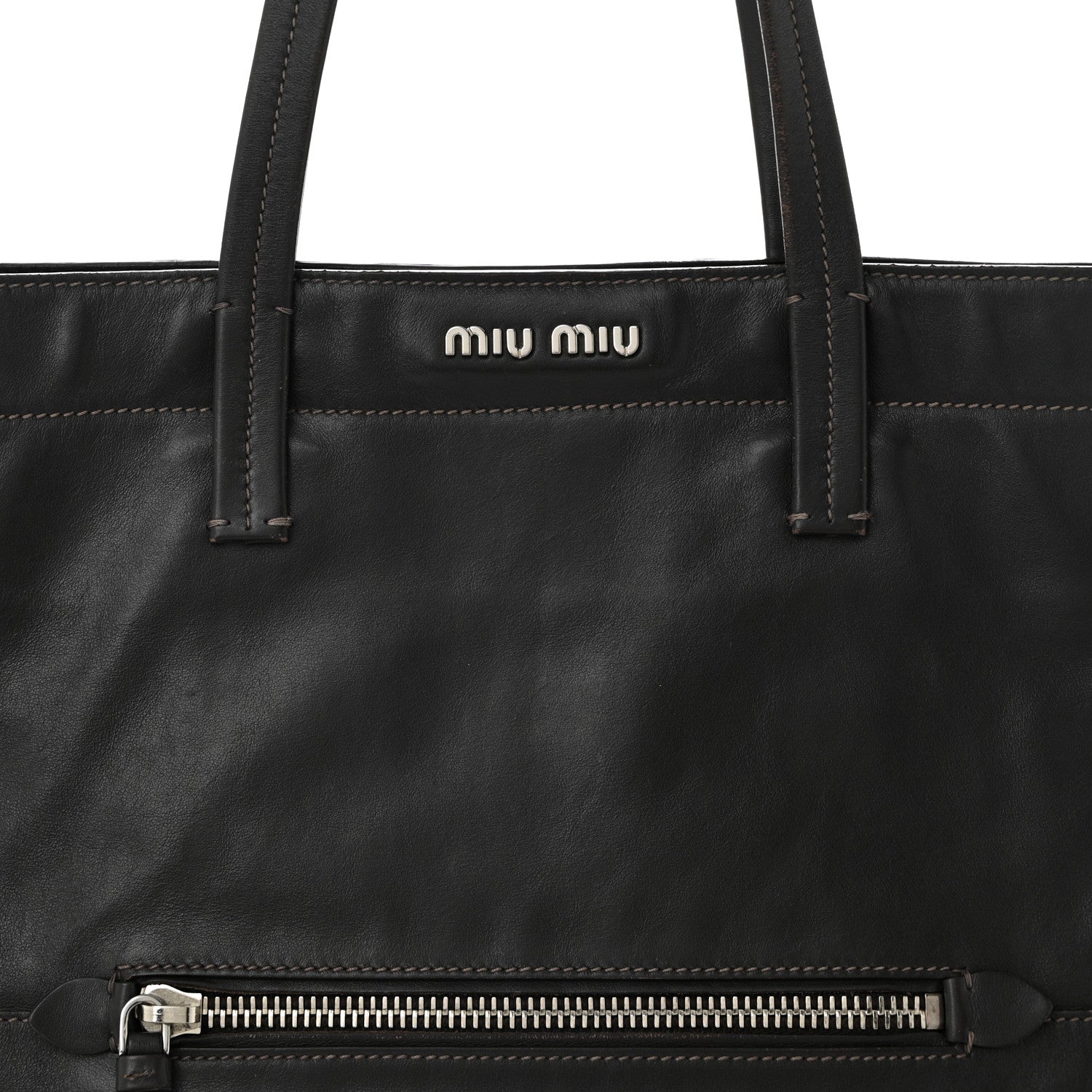 Miu Miu Vitello Soft Calfskin Shopping Tote Ebano 8 of 11