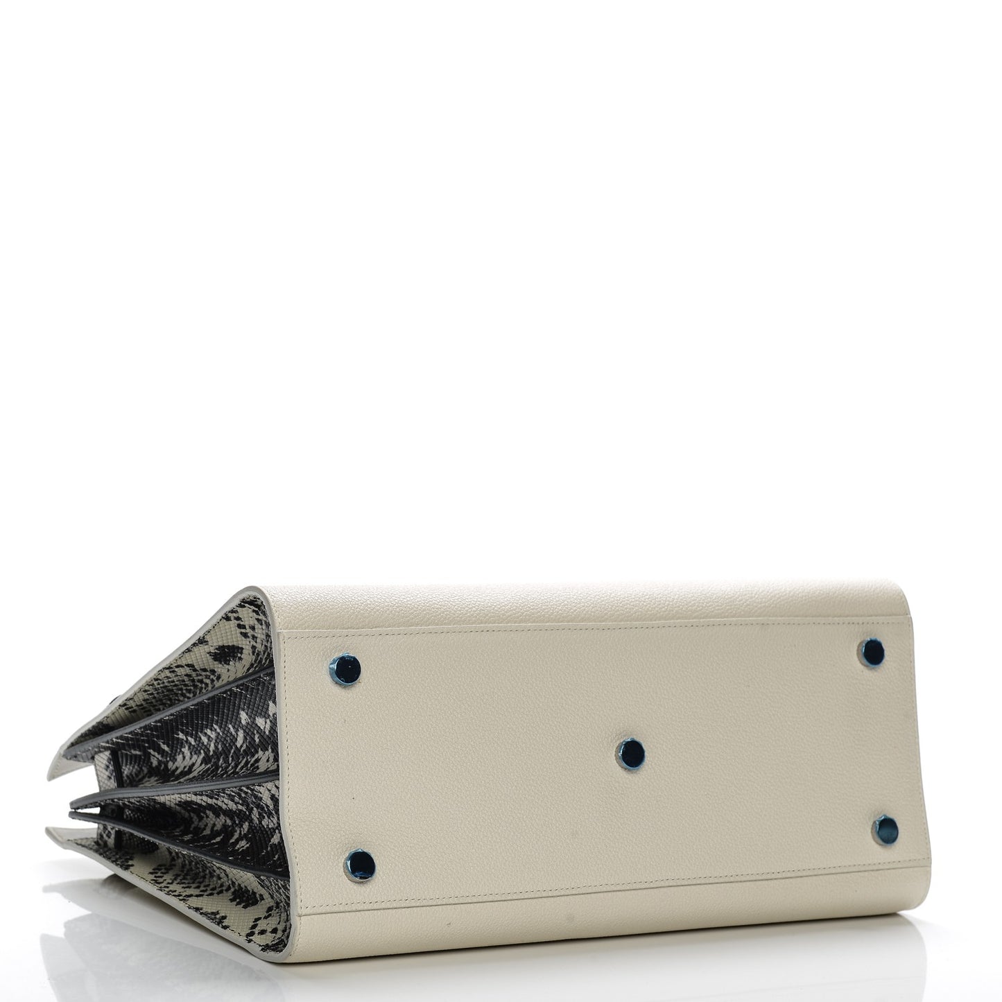 Grained Calfskin Embossed Python Small Sac De Jour Porcelain