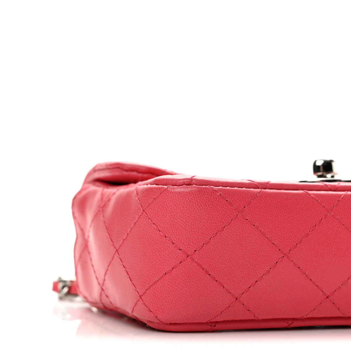 Lambskin Quilted Extra Mini Rectangular Flap Coral